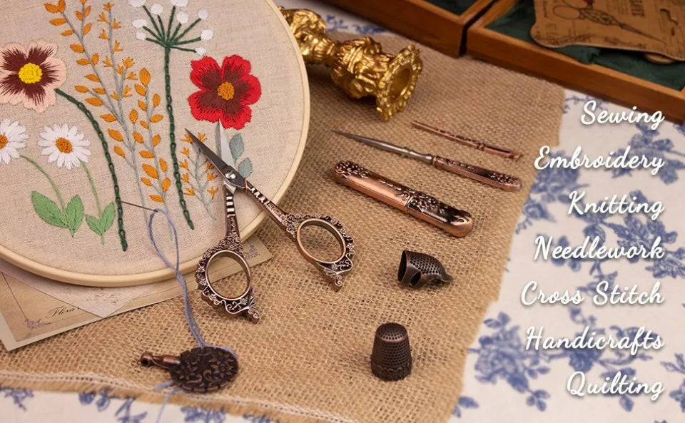 Vintage Sewing Kit – Retro Scissors & Needle Set