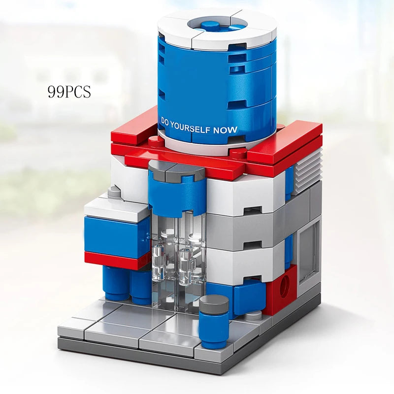Mini Shop Market Street View – Hamburger & Retail Building Blocks