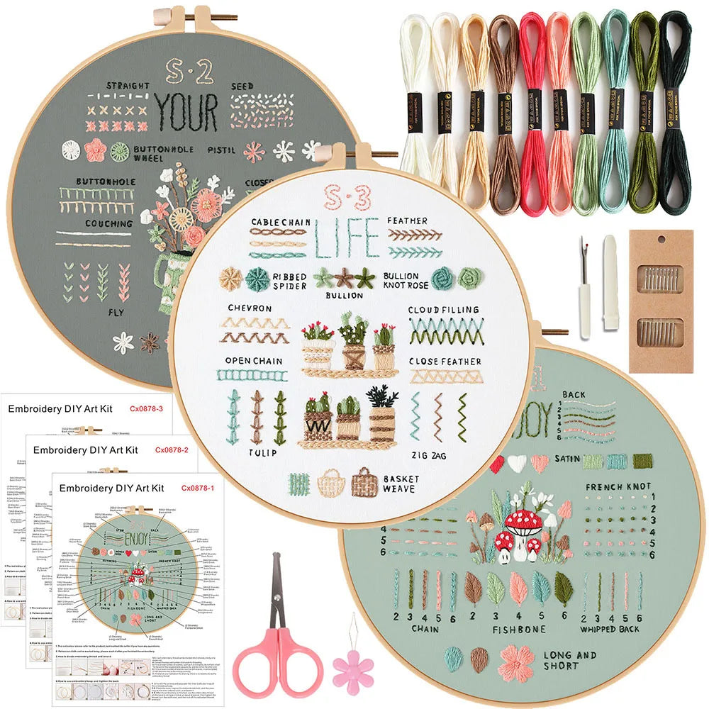 3/4pcs Embroidery Starter Kit for Diy Crafter