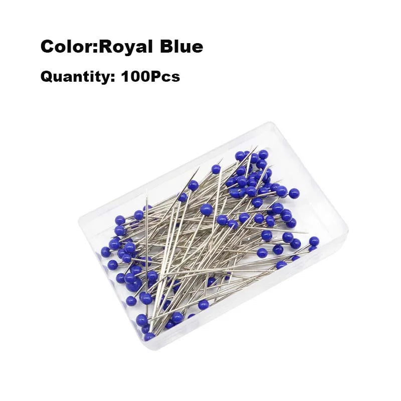 100pcs Glass Head Sewing Pins – 38mm Multicolor Quilting Pins