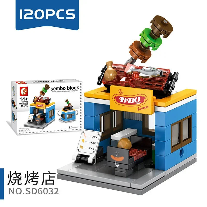 Mini City Street Snack Shop Blocks – Compatible Building Set