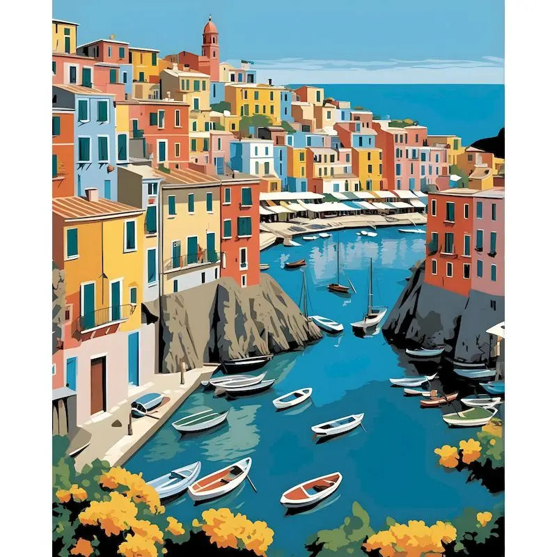 City Landscape Paint by Numbers – Framed DIY Canvas Art Kit for Adults