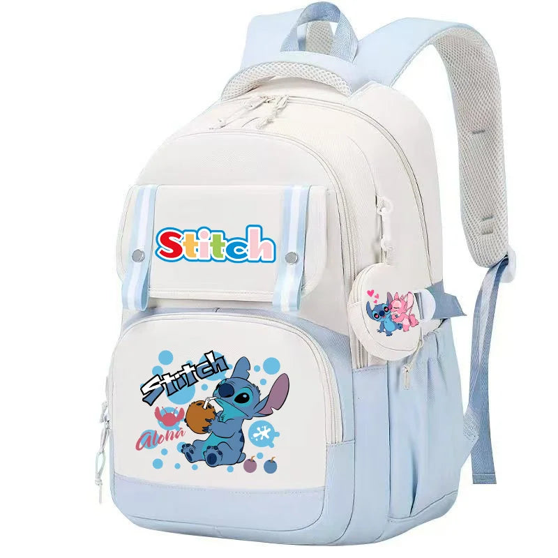 Stitch Pink & Black Backpack – Kids’ Schoolbag with Coin Purse