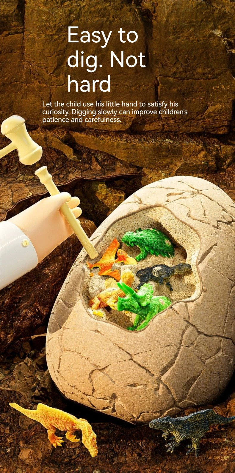 Children archaeology dig dinosaur eggs toy dinosaur fossils Boys and girls diy handmade blind box dig earth dig treasure puzzle