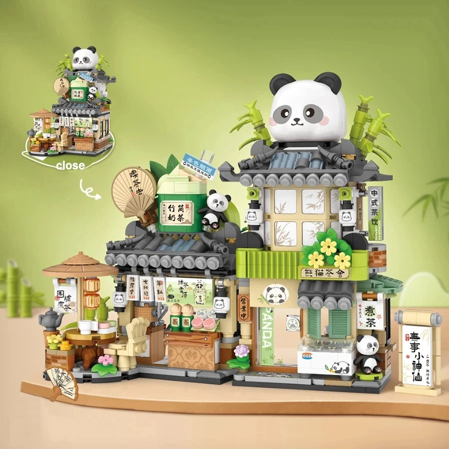 Street View Building Block Set – Mini Shops & Tea House Models