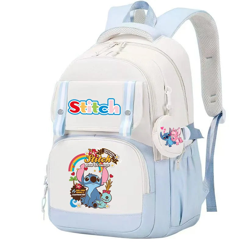 Stitch Pink & Black Backpack – Kids’ Schoolbag with Coin Purse