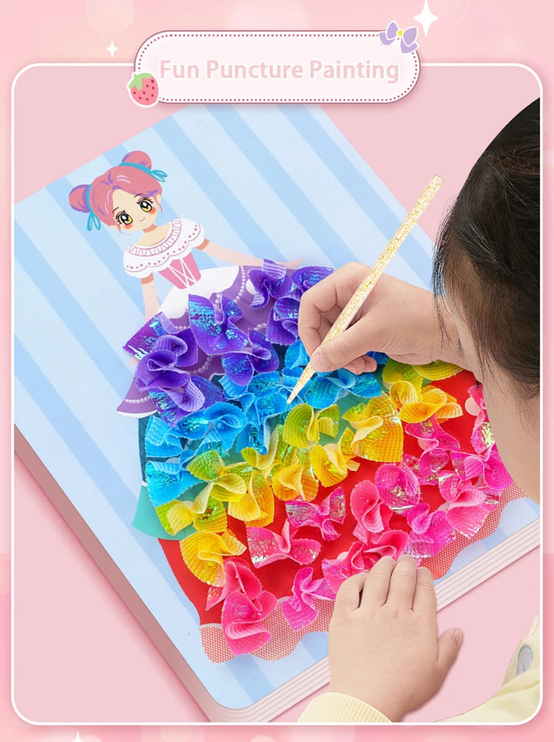 Puzzle Puncture Painting Card Set – DIY Princess & Animal Art Craft