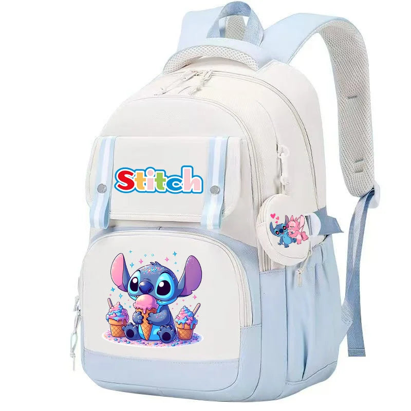 Stitch Pink & Black Backpack – Kids’ Schoolbag with Coin Purse
