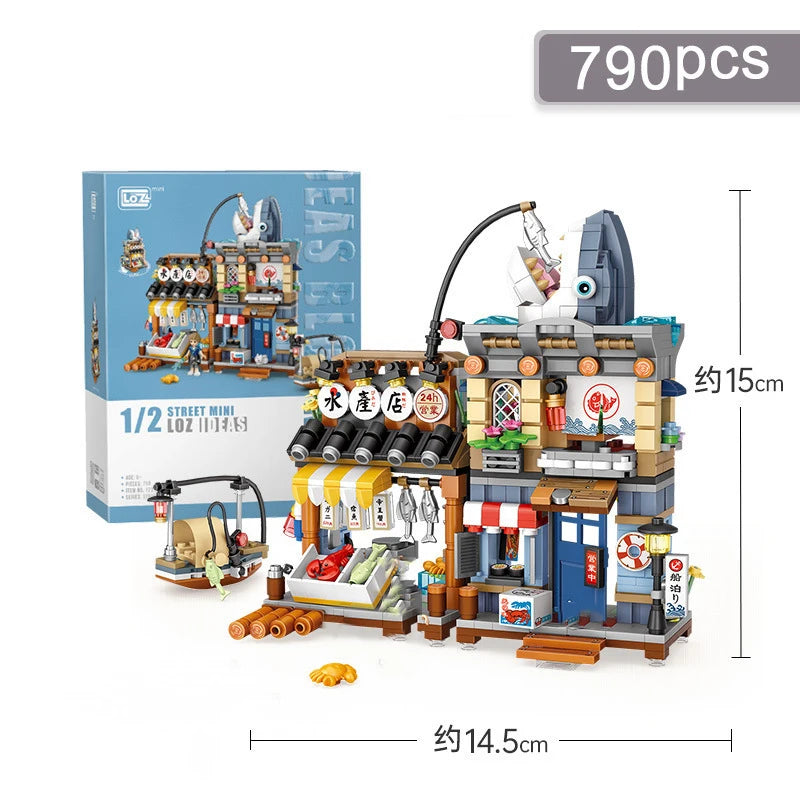 Street View Building Block Set – Mini Shops & Tea House Models