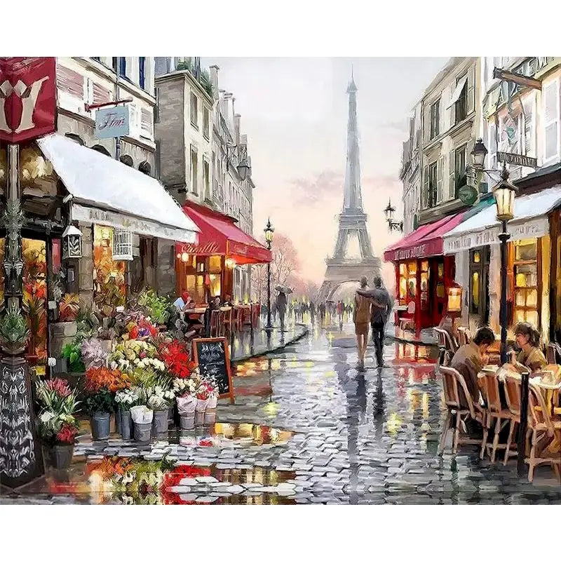 City Landscape Paint by Numbers – Framed DIY Canvas Art Kit for Adults