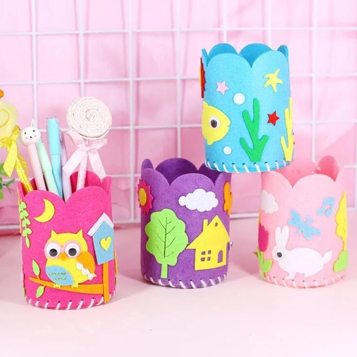 4pcs Kids DIY Pencil Holder Kit – Creative Craft Toy Set
