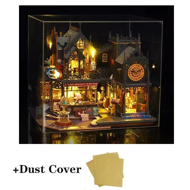 Wooden DIY Miniature Dollhouse – Big Case with Furniture Set