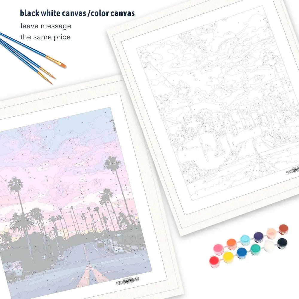 City Landscape Paint by Numbers – Framed DIY Canvas Art Kit for Adults