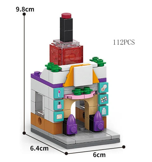 Mini Shop Market Street View – Hamburger & Retail Building Blocks