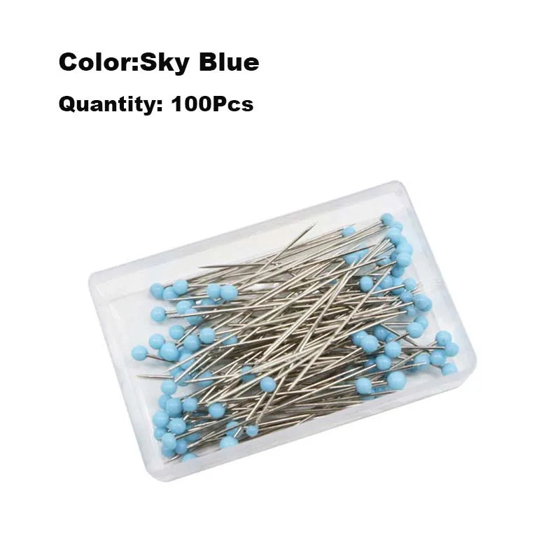 100pcs Glass Head Sewing Pins – 38mm Multicolor Quilting Pins