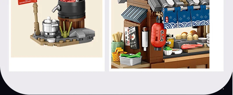 Street View Building Block Set – Mini Shops & Tea House Models