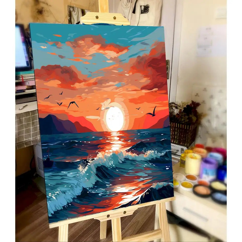 City Landscape Paint by Numbers – Framed DIY Canvas Art Kit for Adults