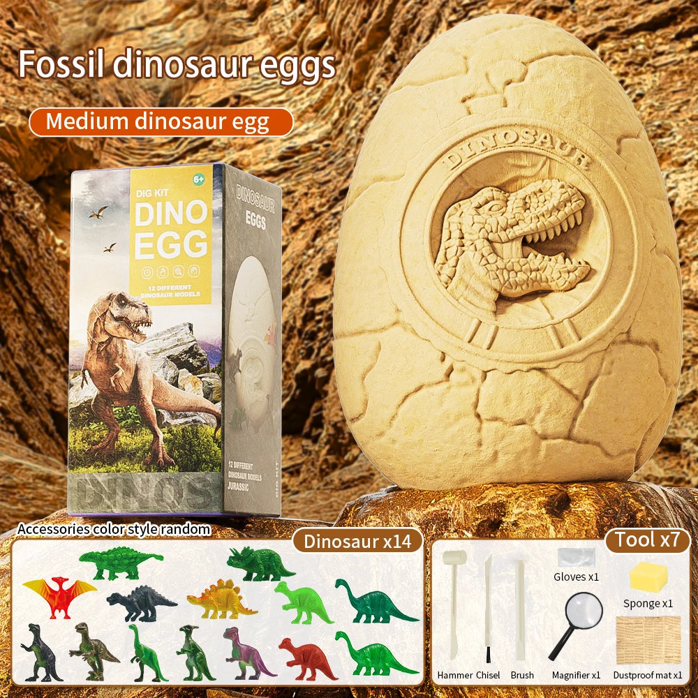 Children archaeology dig dinosaur eggs toy dinosaur fossils Boys and girls diy handmade blind box dig earth dig treasure puzzle