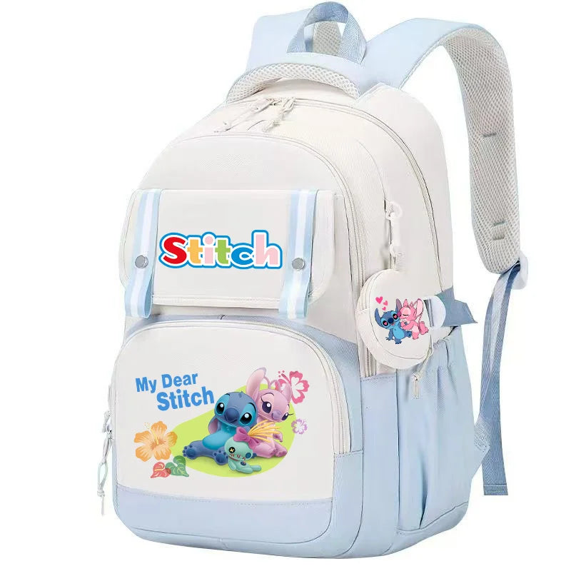 Stitch Pink & Black Backpack – Kids’ Schoolbag with Coin Purse