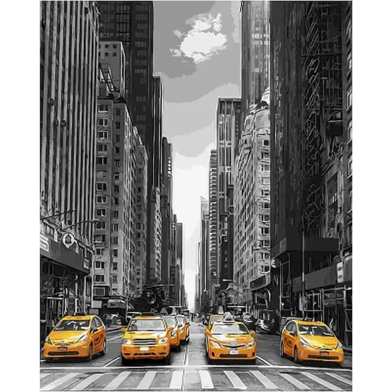 City Landscape Paint by Numbers – Framed DIY Canvas Art Kit for Adults
