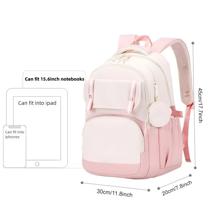 Stitch Pink & Black Backpack – Kids’ Schoolbag with Coin Purse