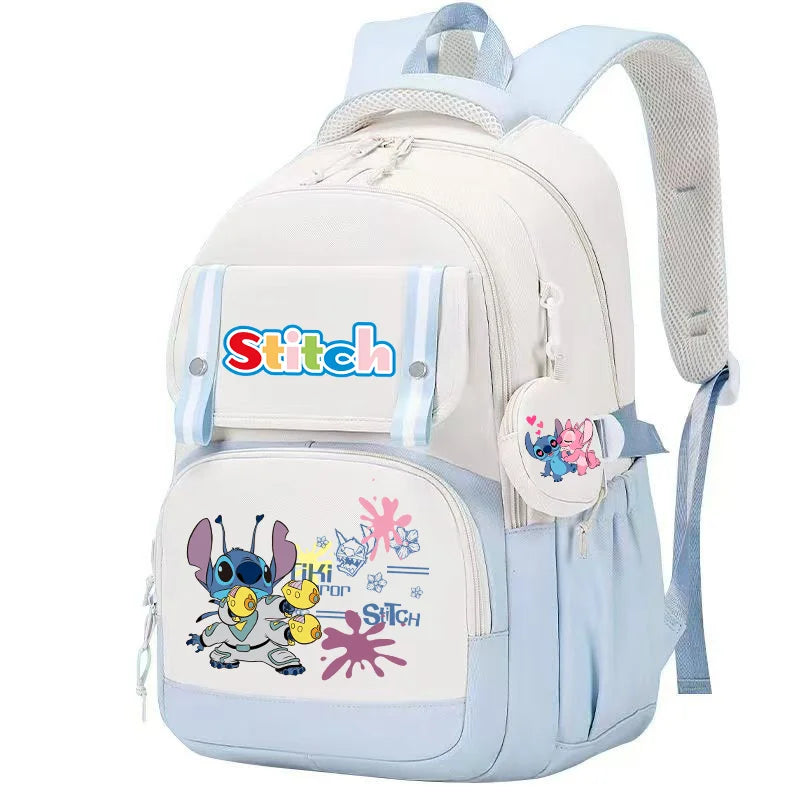 Stitch Pink & Black Backpack – Kids’ Schoolbag with Coin Purse