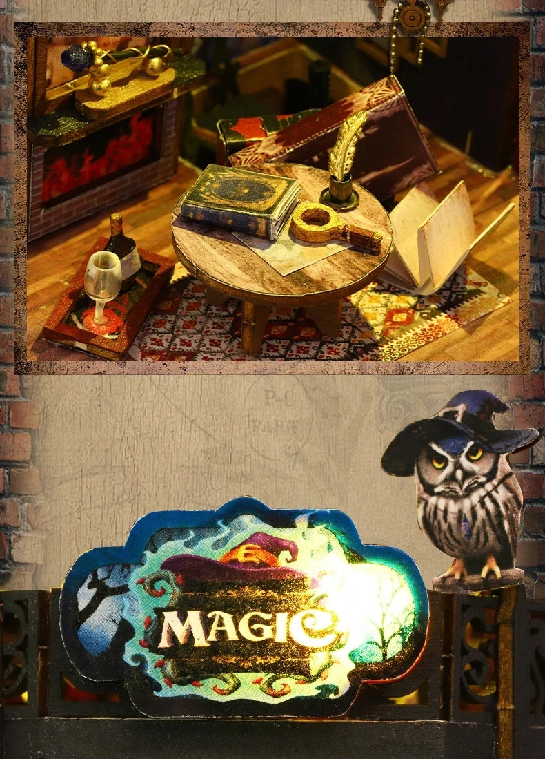 Wooden DIY Miniature Dollhouse – Big Case with Furniture Set