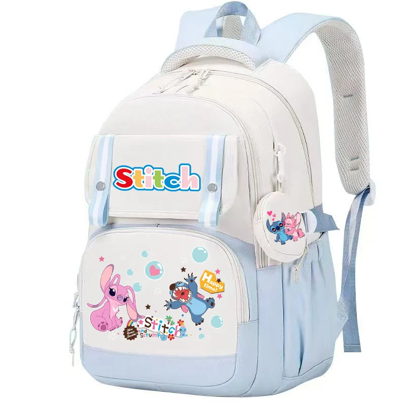 Stitch Pink & Black Backpack – Kids’ Schoolbag with Coin Purse