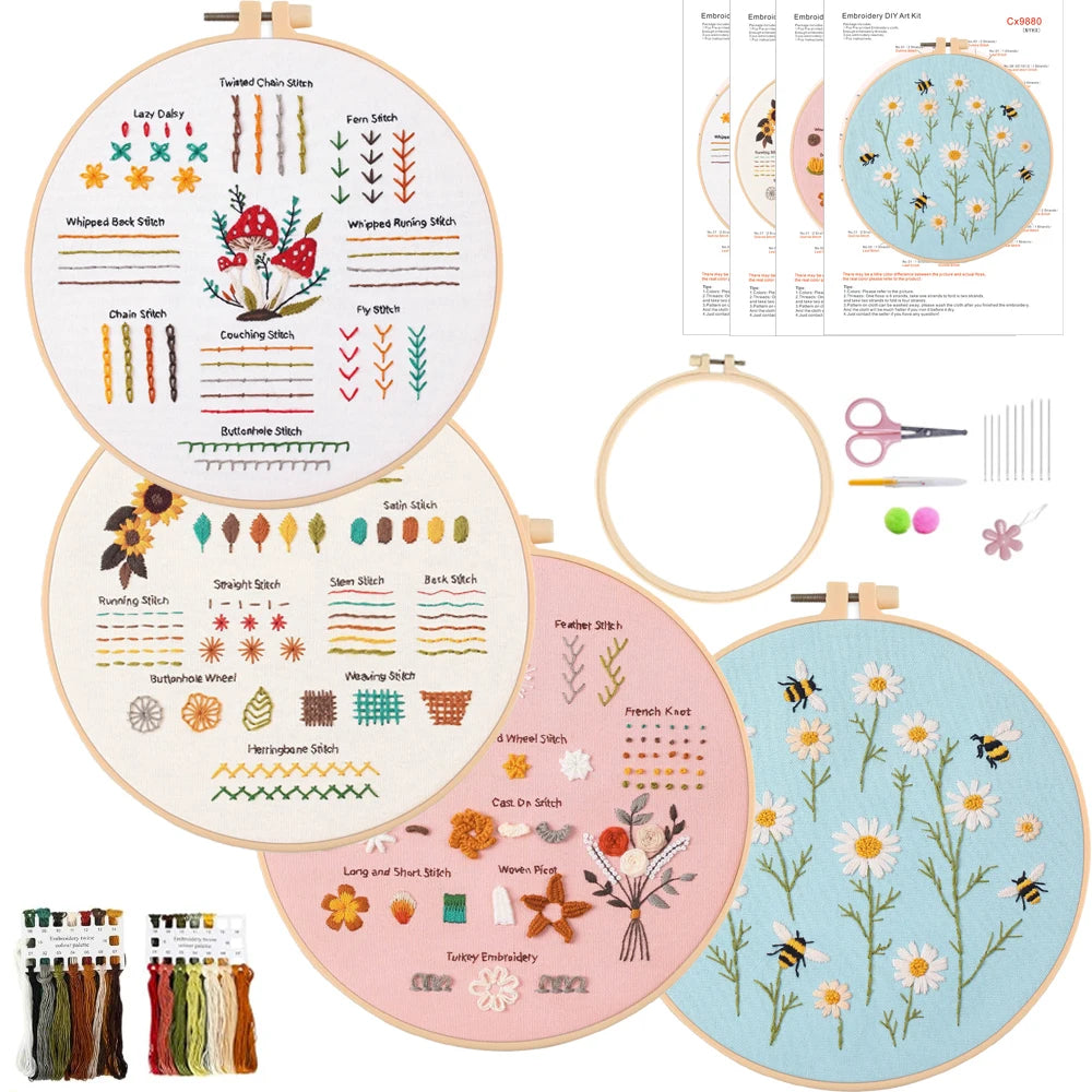 3/4pcs Embroidery Starter Kit for Diy Crafter