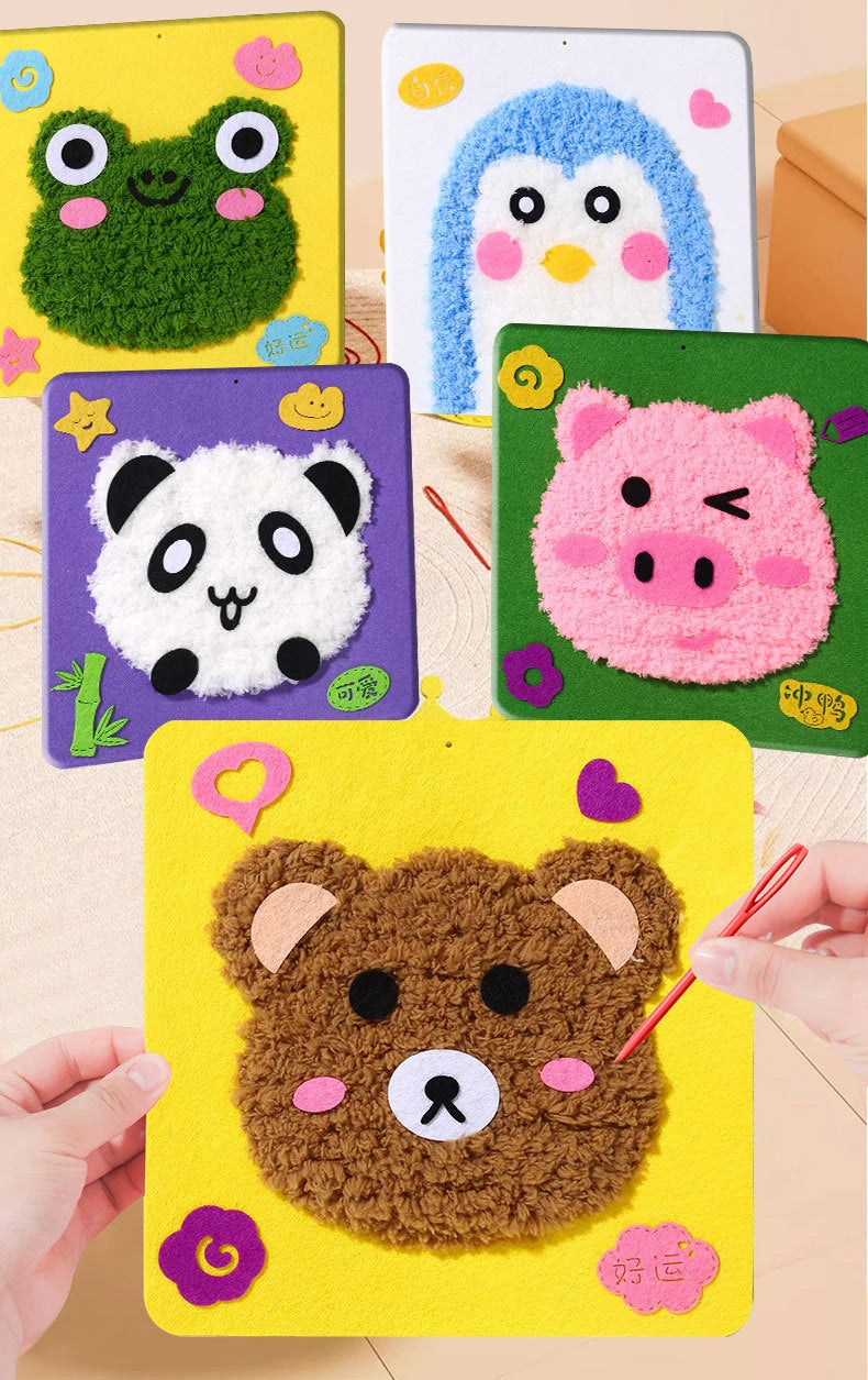 Cartoon Animal Punch Needle Kit – Beginner DIY Embroidery Set