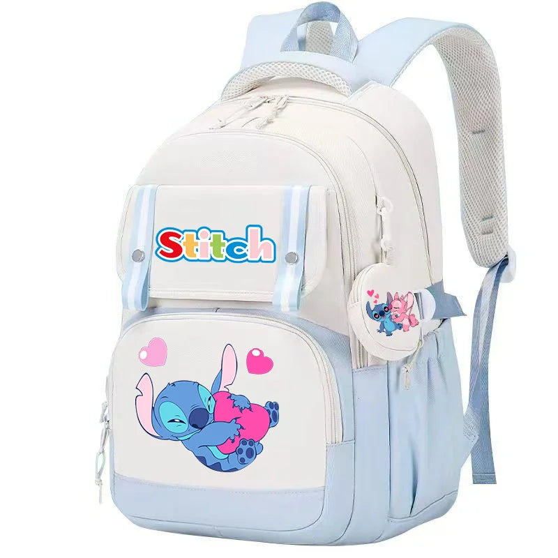 Stitch Pink & Black Backpack – Kids’ Schoolbag with Coin Purse