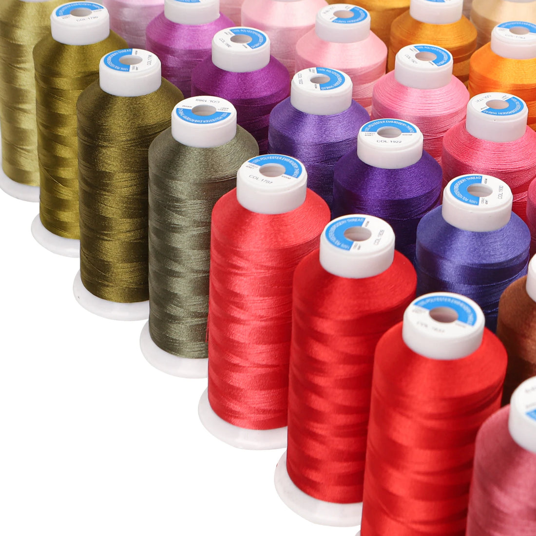 80-Color Polyester Embroidery Thread – 4000m Big Rolls