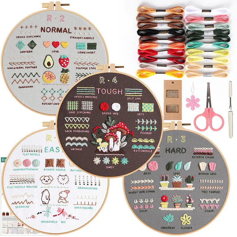 3/4pcs Embroidery Starter Kit for Diy Crafter