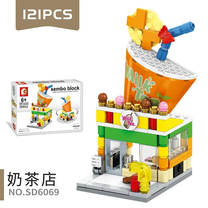 Mini City Street Snack Shop Blocks – Compatible Building Set