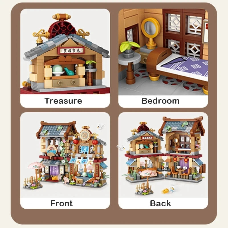 Street View Building Block Set – Mini Shops & Tea House Models
