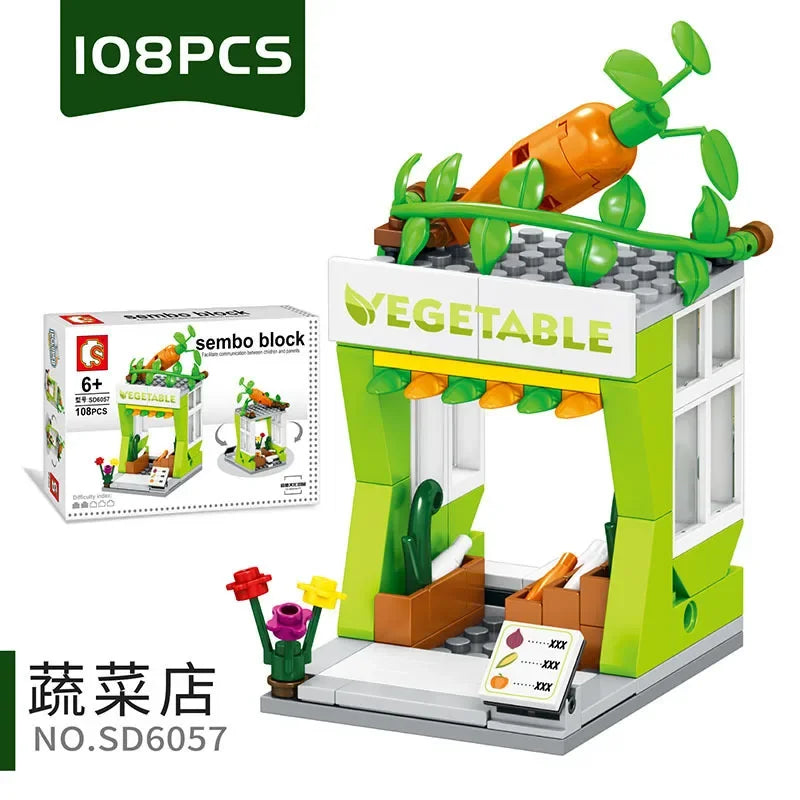 Mini City Street Snack Shop Blocks – Compatible Building Set