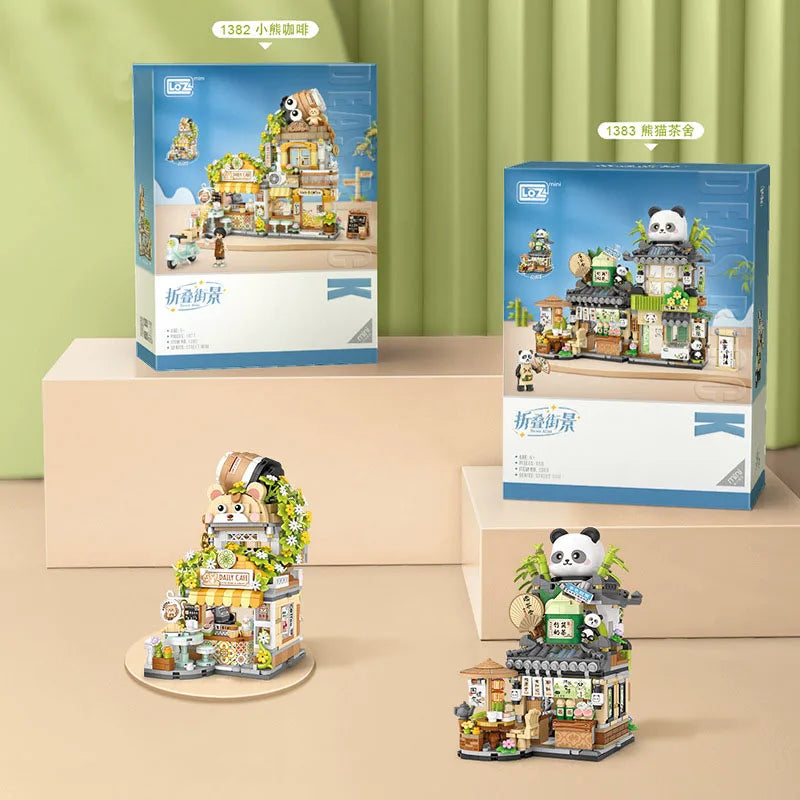 Street View Building Block Set – Mini Shops & Tea House Models