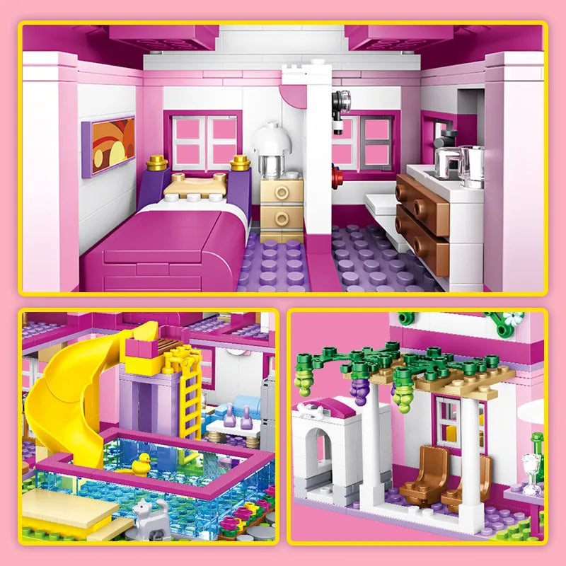 ZKZC 1018pcs Summer Villa Building Set – 3-in-1 House & Garden