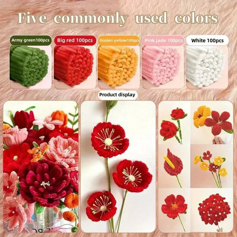Chenille Stems – 30cm Pipe Cleaners for DIY Crafts & Flower Making