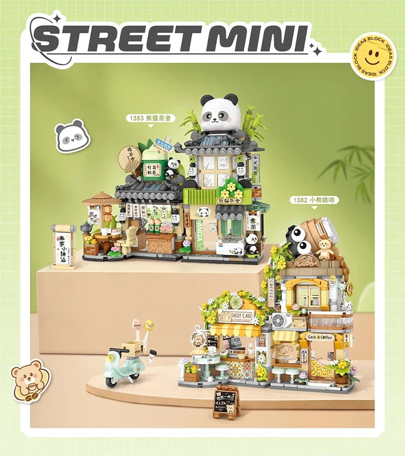 Street View Building Block Set – Mini Shops & Tea House Models