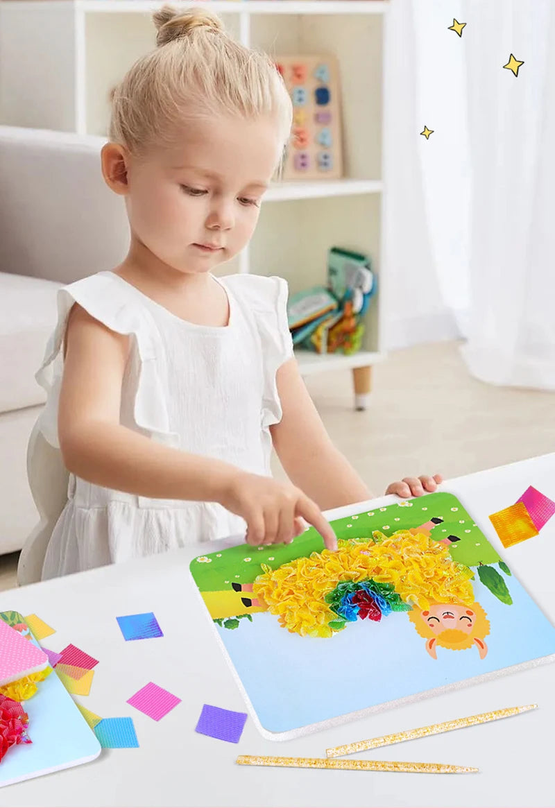 Puzzle Puncture Painting Card Set – DIY Princess & Animal Art Craft