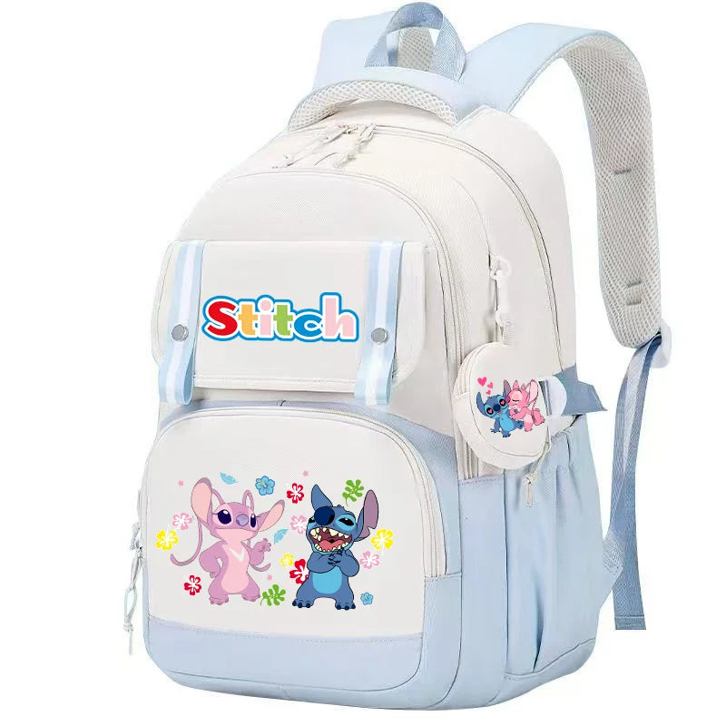Stitch Pink & Black Backpack – Kids’ Schoolbag with Coin Purse