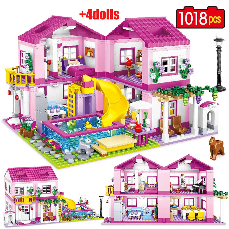 ZKZC 1018pcs Summer Villa Building Set – 3-in-1 House & Garden