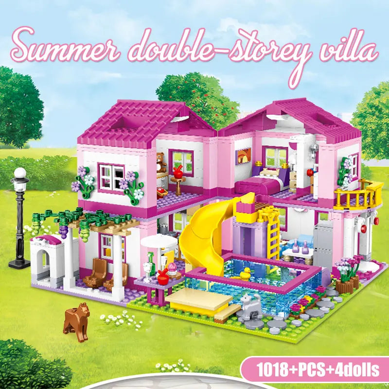 ZKZC 1018pcs Summer Villa Building Set – 3-in-1 House & Garden