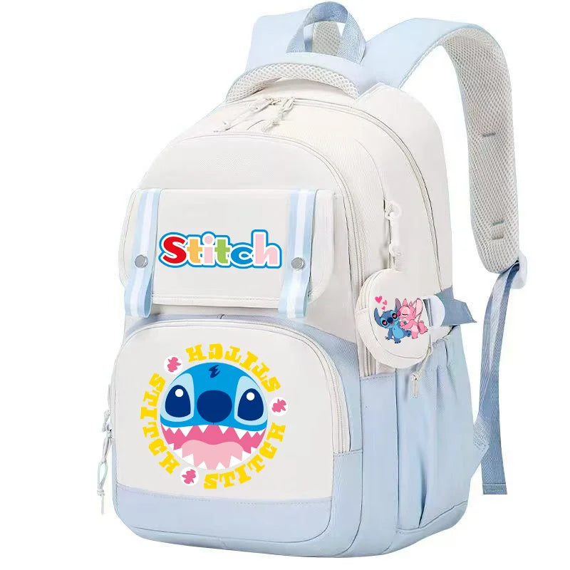 Stitch Pink & Black Backpack – Kids’ Schoolbag with Coin Purse