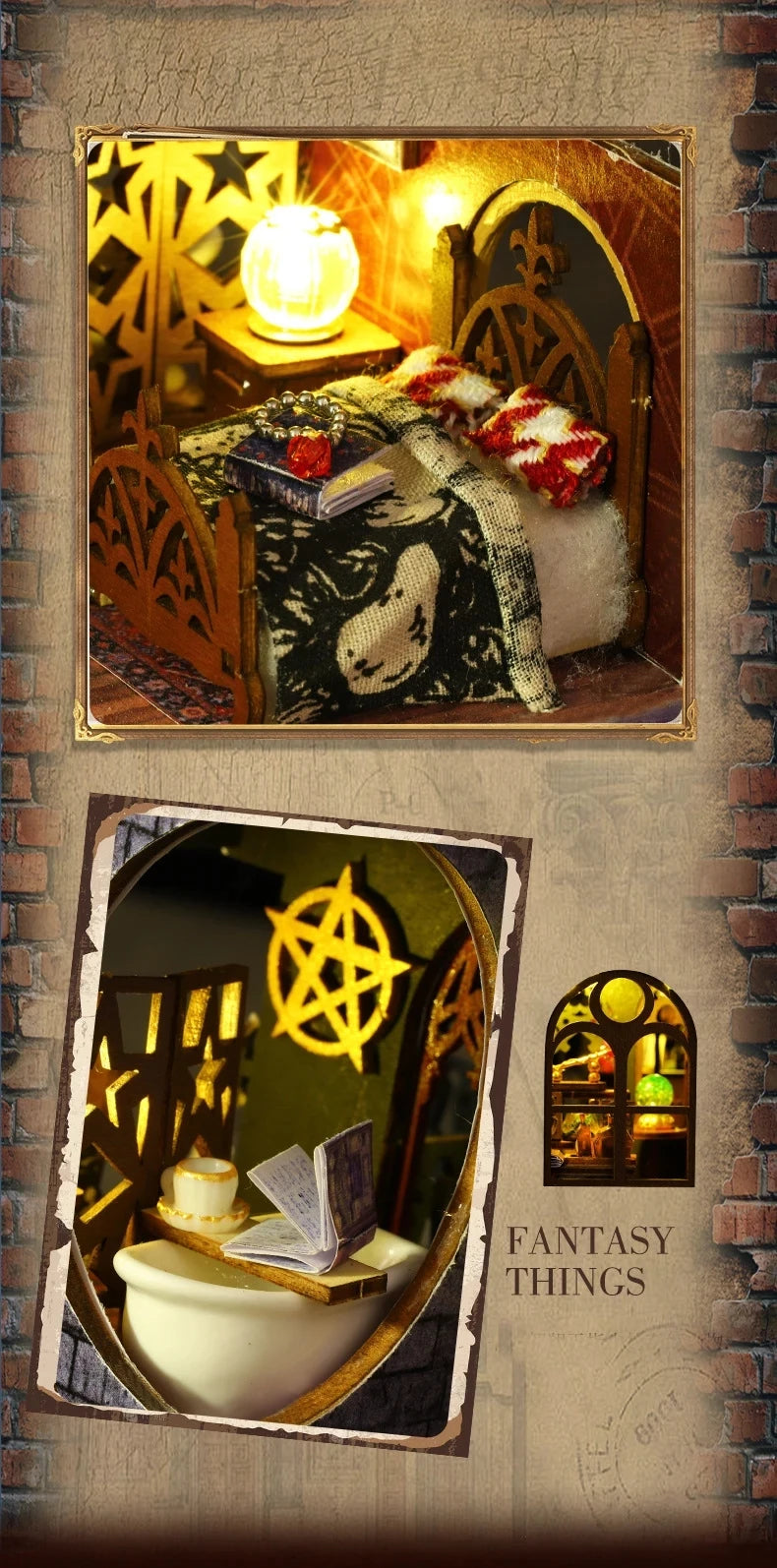 Wooden DIY Miniature Dollhouse – Big Case with Furniture Set