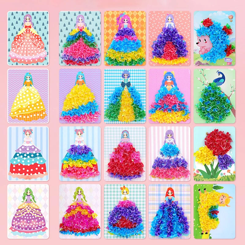 Puzzle Puncture Painting Card Set – DIY Princess & Animal Art Craft