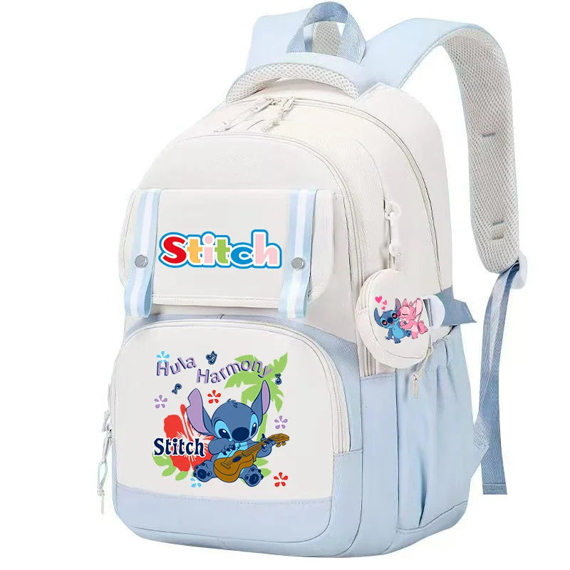 Stitch Pink & Black Backpack – Kids’ Schoolbag with Coin Purse