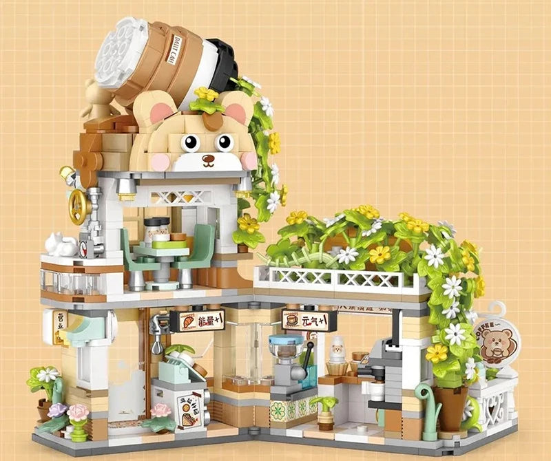 Street View Building Block Set – Mini Shops & Tea House Models