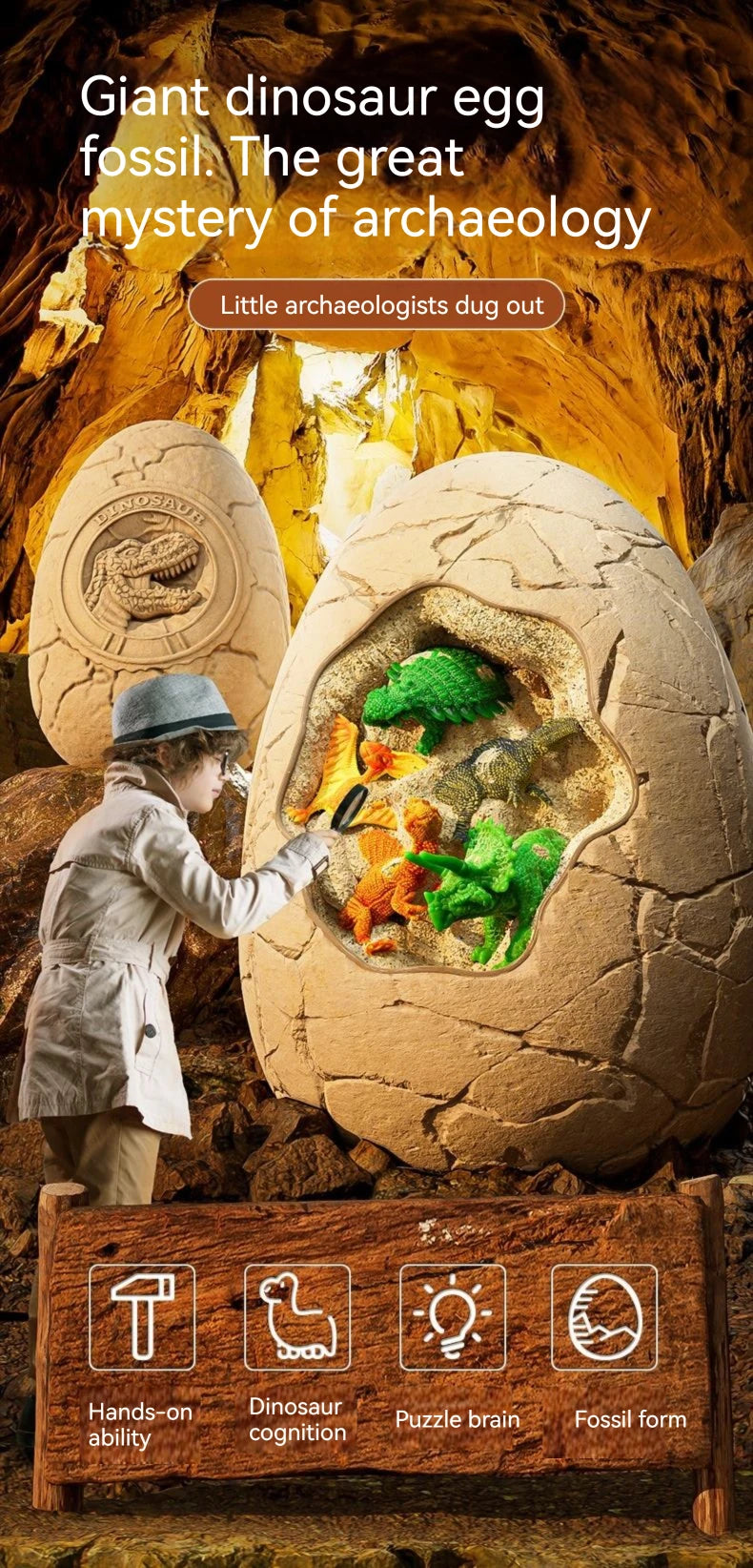 Children archaeology dig dinosaur eggs toy dinosaur fossils Boys and girls diy handmade blind box dig earth dig treasure puzzle